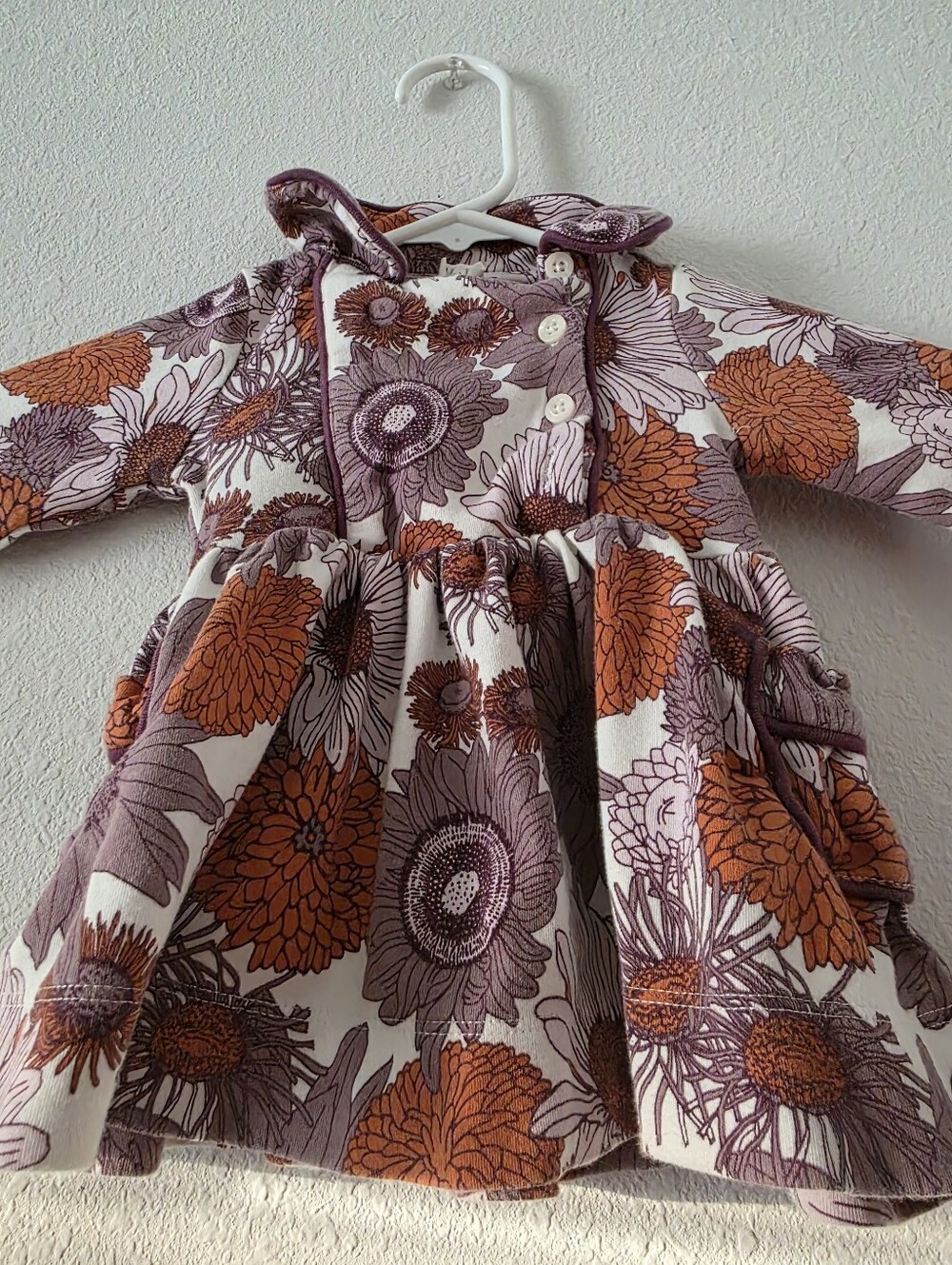 kate quinn Floral Button-Front Kids Dress in Mauve